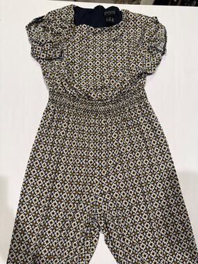 Enfocus Studio Jumpsuit Womens 12 Wide Leg Geometric Print Smocked Waist